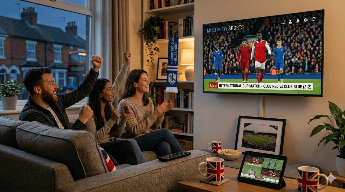Friends watching live sports on IPTV UK subscription